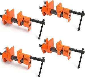 Y&Y Decor 4 Pack 1/2" Pipe Clamps for Wood Gluing, Heavy Duty Cast Iron, Professional Woodworking Tools