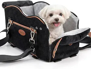 Woochpet Small Dog Car Seat, Auto Booster for Pet Travel, Portable Carrier Bed with Safety Leash Up to 9 lbs