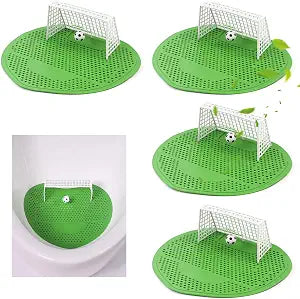 4 Pack Soccer Shot Urinal Screen Deodorizer with Gloves, Lemon Scent Urinal Pads & Mats for Toilet, Bathroom, Offices, Schools, Hotels - Clog Prevention & Odor Control