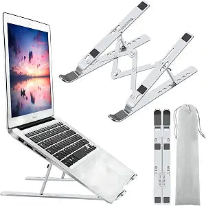 Leeboom Laptop Stand for Desk, Adjustable Foldable Aluminum Riser, Silver