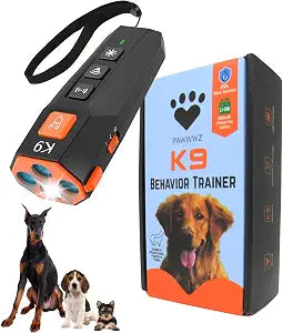 K9 Dog bark Deterrent Humane Way - No-Shock Dog Barking Deterrent & Trainer - 2 in 1 Trainer and Powerful LED Flashlight - Rechargeable - IPX4 Water Resistance, Indoor, Outdoor Use