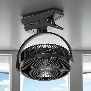8-inch Magnetic Cruise Ship Approved Fan, 12000mAh Battery Operated Clip on Fan with 5 Speeds, LED Lantern, Timer, Magnetically Sticks on Cabin Ceilings and Walls - Not Suitable for Golf Carts