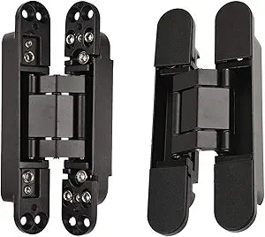 TamBee 6inch Hidden Door Hinges Invisible Hinges Concealed Hinge Zinc Alloy 180 Degree 3 Way Adjustable Butt Hinge 6 x 2.5 x 1 inch Black for Secret Room & Hidden Bookcase Bookshelf (2 Pack)