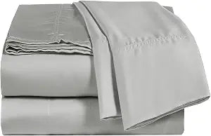 Viscose Sheet Set - Queen Size,100% Rayon Made from Bamboo,4 Piece Set with Deep Pockets up to 18 Inches - Luxuriously Soft, Cooling, and Silky Sateen Weave - Gray (Queen)