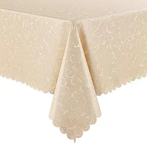 Smiry Rectangle Table Cloth, Waterproof Heavy Duty Vinyl Tablecloths, Wipeable Washable Table Cover for Kitchen and Dining Room (Cream, 60" X 84")