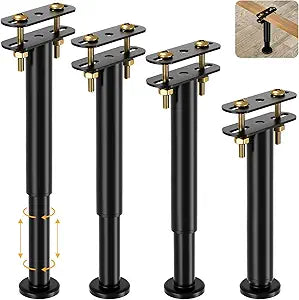 VETIN 4Pcs Adjustable Height Bed Support Legs 10-16 inch, Extra Durable Steel Bed Frame Support Legs with Wider Base, Bed Slat Support Leg for Heavy Duty/Wooden/King/Queen Bed Frame