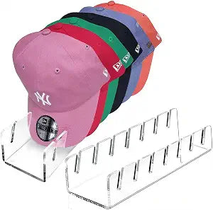 CHENYAOAI Hat Organizer for Baseball Caps, 2 Pcs No Install Acrylic Hat Stand for 14 Baseball Caps, Hat Racks for Caps Display and Organizer for Bedroom, Closet, Dresser, Office, Hat Holder