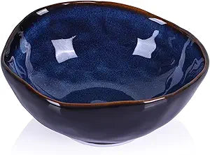 8" Blue Ceramic Decorative Bowl, Ceramic Fruit Bowl, Key Bowl for Entryway Table, Candy Dishes, Fruit Bowl for Kitchen Counter, Blue Small Jewelry Trinket Dish for Bedroom, Bedside Table, Living Room