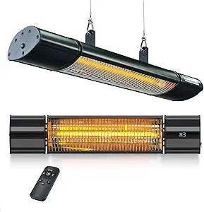 Hanging Patio Heater, Outdoor Electric Heater, Wall Mounted & Ceiling Infrared Garage Heater for Outdoor/Indoor Use, 1500W, Remote Control, Black