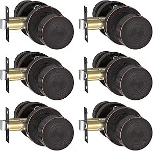 Goldenwarm Oil Rubbed Bronze Door Knobs Interior, Zinc Alloy Bronze Privacy Door Knob, Interior Door Knobs for Bathroom, Bedroom Door Knob, Heavy Duty Round Ball (6 Pack)