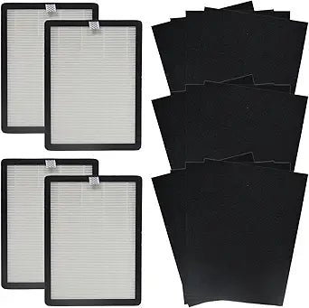 PUREBURG Replacement Filter Compatible with VEVA ProHEPA 9000 Air Purifier, 4 Pack H13 HEPA & 12 Activated Carbon Pre-Filters For Air Clean Dust VOCs Odor Replacement