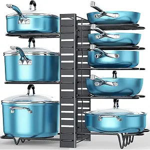 ORDORA Pots and Pans Organizer Under Cabinet 16.6", 8-Tier Adjustable Rack