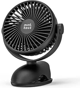Minthouz Clip on Fan, 8000mAh, 4-Speed, Portable Desk Fan with Cord