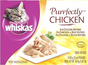 Whiskas Purrfectly Chicken Variety Pack Wet Cat Food 3 Ounces, Pack of 4 (10 Count each)