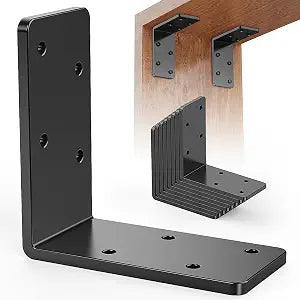 8 Pcs 3"x3" L Brackets Heavy Duty, Galvanized Corner Brace for Wood, Angle Iron with Recessed Holes, 90 Degree Angle Bracket for Floating Shelves, Wood Beams, Furniture, Bed -Black