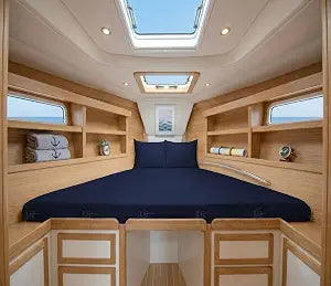 JS Sanders Universal V Berth Sheet Set 1 Piece 100% Egyptian Cotton 800TC V Berth Bedding Fits mattresses up to 8 Depth Durable & Easy Washable - Great Gift for Boaters Navy Blue