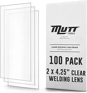 Mutt Tools 100 Pack of Clear Welding Lenses 2x4.25" .04 Thick 2x4 Clear Welding Lens Fits Most Standard Size Helmets, 2x4-1/4