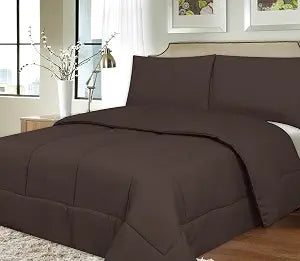 Sweet Home Collection Down Alternative Polyester Comforter Box Stitch Microfiber Bedding - Queen, Brown
