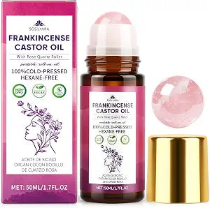 Castor Oil & Frankincense Rose Quartz Roller Ball, 1.7oz/50ml