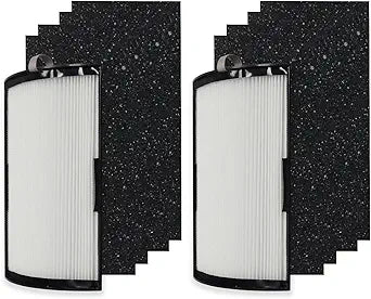 PUREBURG Replacement Filter Set Compatible with Hunter HPF500 Tower Air Purifier HP500FBLS HP500FGRS HP500FWHS, 2-Pack H13 HEPA + 8 Activated Carbon Pre-Filters