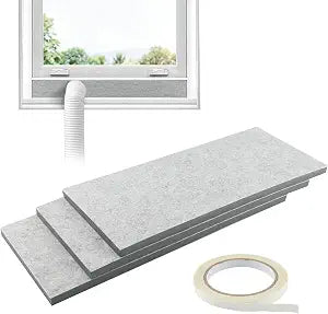 Double Layer Insulation Foam Panels, Portable Air Conditioner Window Vent Kit, Adjustable AC Window Seal Panels for Seal Heat, Fill Gap & Noise from Outside(3-Pack)