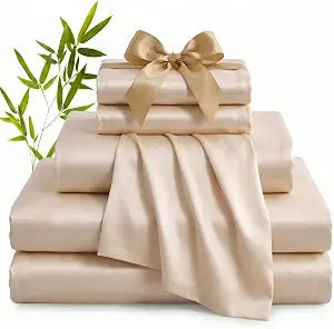 YIYEA Queen Sheet Set, Viscose Made from Bamboo, 16" Deep Pocket, 4-Piece