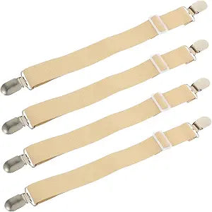 4Pcs Adjustable Elastic Bed Sheet Fasteners Clips Non-Slip Straps for Fitted Mattress Holders Fit for Twin Bedding