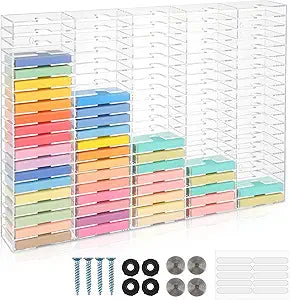 DoubleFill 100 Slot Clear Acrylic Cassette Tape Storage for Easy Sorting and Organizing of Cassette Tapes, Stamp Pads, Playing Cards, Card Decks and More, Holder for Desktop, Wall Mounted