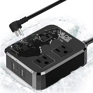 Qiyuan Outdoor Power Strip Weatherproof 6FT Extension Cord 4 Outlets 3 USB