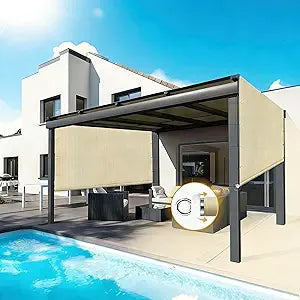 10'x12' Outdoor Pergola Shade Cover Replacement with Weighted Rods & Grommets, Patio Sun Shade Cloth Canopy UV Block for Gazebo Backyard Deck Porch Balcony, Beige