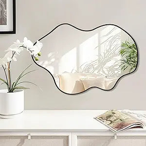 Black Clouds Irregular Wall Mirrors 24''x36'', Clouds Decorative Modern Mirror for Bedroom Bathroom Living Room or Entryway