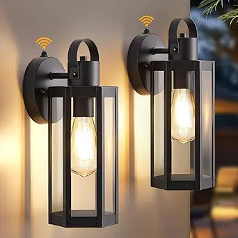 EJIAXIN Dusk to Dawn Outdoor Lighting Fixtures, Black Waterproof Sconce Outside Lamp Exterior Wall Sconce Front Door Porch Wall Mount Light Fixtures Anti Rust Wall Lantern for Garage Doorway