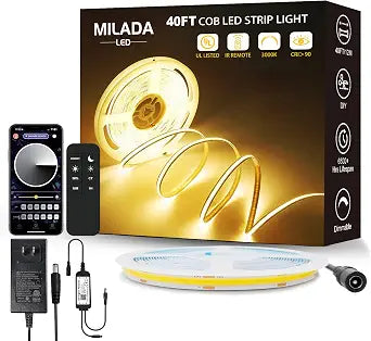 COB LED Strip Light 3000K 40FT/12M Warm White Led Strip