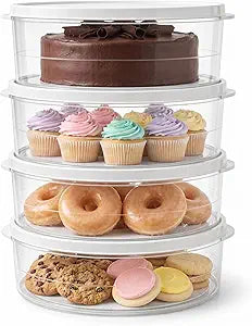 Evelots 4-Pack 10-Inch Airtight Food Storage Container with Lid - Portable Carrier for Pies, Cakes, Cupcakes & More - BPA-Free Clear Plastic - Secure & Easy Transport