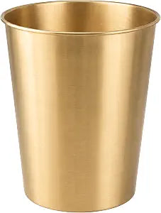 Monarch Abode Metal Bathroom Trash Can Waste Basket for Bedroom, Office Desk, & Dorm, Handcrafted, Durable Decorative Brushed Gold Small Trash Can Bathroom Garbage Bin Wastebasket