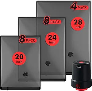 20 PACK Travel Vacuum Bags With Pump - Portable Space Saver Bags for Home - Vacuum Seal Bags for Clothing Travel, Blankets, Seasonal Storage