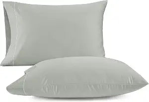 LANE LINEN 100% Egyptian Cotton Pillow Cases Queen Size Set of 2 (20"x30") - Luxury Sateen Cotton Pillowcases - Queen Sage Green Pillow Case - Mineral