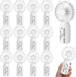 Glooglitter 12 Pcs Thank You Fans Bulk for Employee, Mini Portable Handheld Fan with Appreciation Word for Coworker, Small Personal Travel Fan Thank You Appreciation Gift for Staff Team (White)