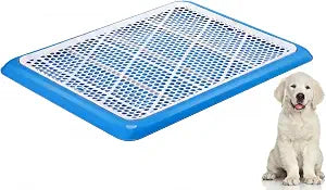 Mifoci 2 Pcs Dog Potty Tray Mesh Puppy Training Pad Holder Floor Protection Portable Pee Pad Pet Toilet Training Tray Litter Box Corner for Medium and Large Dogs (25.6 x 18.9 Inch,Blue)