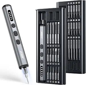 JOREST Mini Electric Screwdriver, Small Cordless Precision Screwdriver set with 38 Magnetic Bits, 5 Torque Settings, Repair Tool for iPhone, Laptop, Drone, Game Console, Camera; Gift for Father
