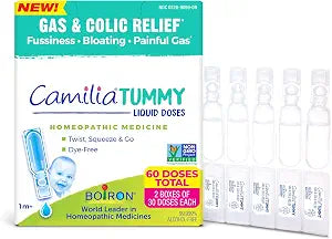 Boiron Camilia Tummy for Colic, Painful Gas, Bloating, & Fussiness- Sterile and Non-Drowsy Liquid Doses - 60 Count