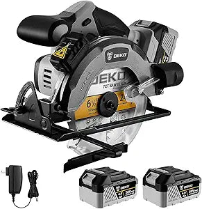 DEKOPRO 20V Cordless Circular Saw, 6-1/2-Inch Blade, 4500 RPM Circular Saw Cordless with 2 Battery and Charger 4.0Ah