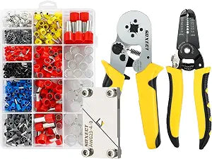 Ferrule Crimping Tool KitWire Ferrule Crimper PlierAWG23-7,Wire StripperAWG22-10 and Ferrules CrimperAWG26-4/0600PCS Wire Ferrules KitAWG22 20 18 16 14 12 10 7 5 4 2 1/0 2/0 3/0