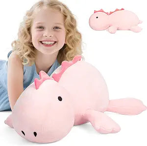 3.5lbs Weighted Dinosaur Plush 24 Inch,Pink Soft Stuffed Dino Weighted Plush Animal Dinosaur Throws Pillows
