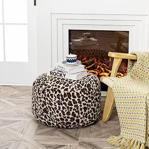 Asuprui Unstuffed Ottoman Foot Rest Pouf Ottoman Leopard Print 20x12 in