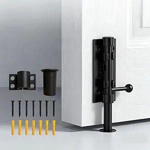Barrel Bolt Latch,6.3 inch Slide Bolt Gate Latch,14mm Bolt Heavy Duty Shed Door Latch,304 Stainless Steel Black Finish Door Lock Latch for Barn, Wooden Fence, Slide,Door (2, Black)
