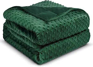 Weighted Blanket 15lbs for Adults, Ultra Soft Minky Dot Heavy Blankets for Sleep, Breathable Washable Throw Blanket with Glass Beads, 48"x72" Twin Size, Dark Green