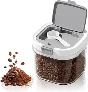 Chedin Airtight Coffee Canister with Scoop, 27 Oz Clear AS Storage Jar