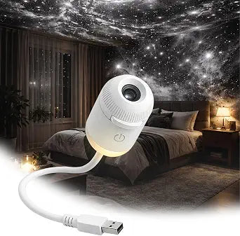 2-in-1 Galaxy Projector Night Light with 12 Sliding Projection Films, Adjustable Brightness 360 Rotating Design and USB Power for Car and Bedroom Decoration for Adults and Kids