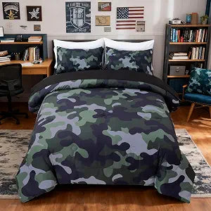 Holawakaka Full Size Camouflage Bedding Comforter Set with Sheets,Boys Girls Men Camo Bed in A Bag 5 Pieces,Kids Teens Dorm Bed Sets Neutral Farmhouse Lodge Cabin Army Bedspread (Dark Green,Full)